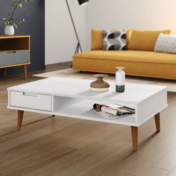 vidaXL Table basse MOLDE Blanc 100x55x31 cm Bois de pin massif