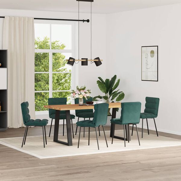 vidaXL Chaises à manger lot de 6 vert foncé velours
