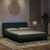 vidaXL Cadre de lit avec LED sans matelas vert fonc&eacute; 160x200 cm velours