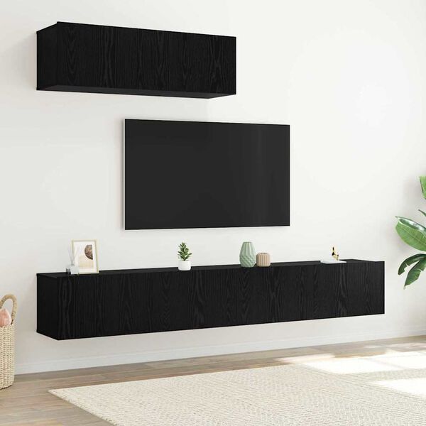 vidaXL Ensemble meuble TV 3 pcs Ch&ecirc;ne noir Bois d'ing&eacute;nierie