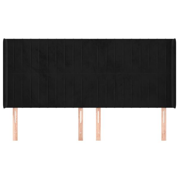 vidaXL T&ecirc;te de lit avec oreilles Noir 203x16x118/128 cm Velours