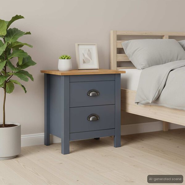 vidaXL Tables de chevet Hill 2 pcs Gris 46x35x49,5 cm Bois de pin