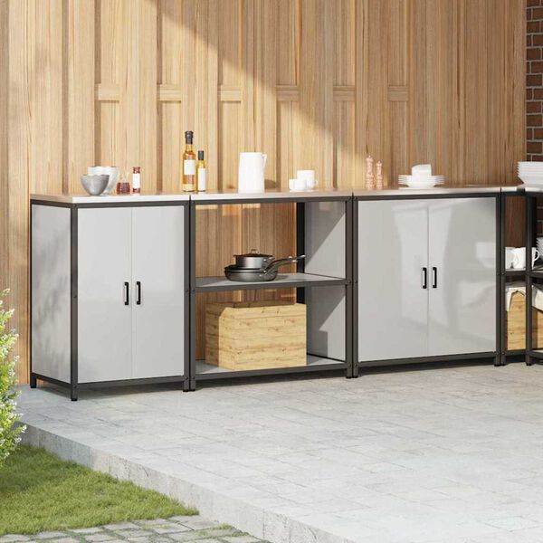 vidaXL Ensemble de rangement cuisine 3 pcs Argent&eacute; Acier galvanis&eacute;