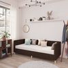 vidaXL Lit avec matelas et &eacute;clairage USB Marron fonc&eacute; Tissu 90x200 cm