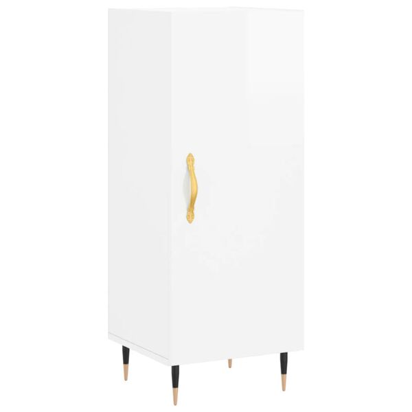 vidaXL Buffet Blanc brillant 34,5x34x90 cm Bois d'ing&eacute;nierie