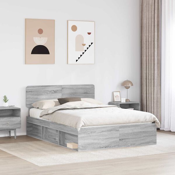 vidaXL Cadre de lit Gris Sonoma 160 x 200 cm Pin massif