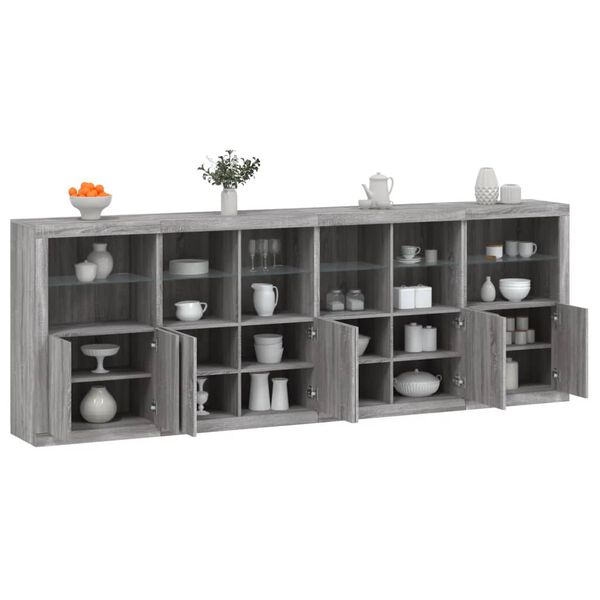 vidaXL Buffet avec lumi&egrave;res LED sonoma gris 283x37x100 cm