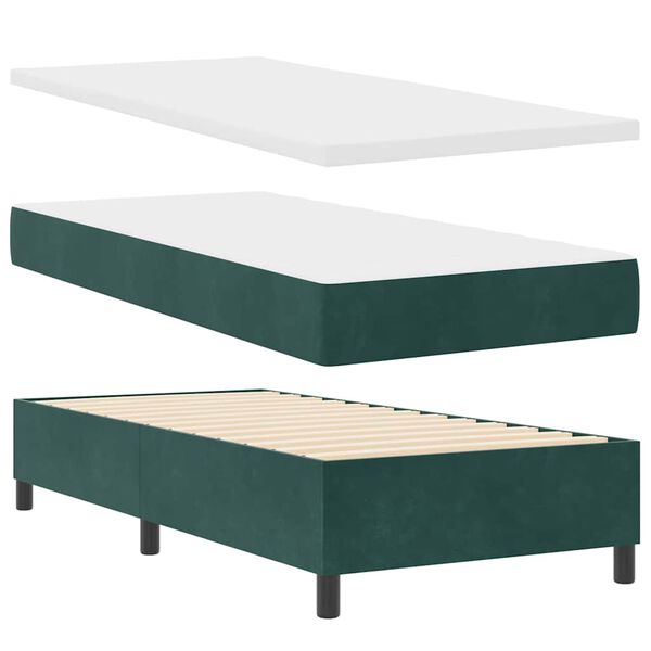 vidaXL Lit &agrave; ressorts avec matelas Vert fonc&eacute; 100 x 200 cm Velours