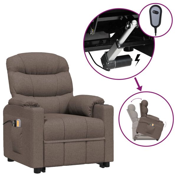 vidaXL Fauteuil de massage Taupe Tissu