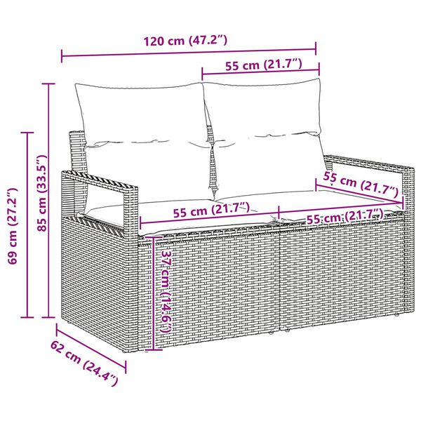 vidaXL Ensemble de canapé de jardin avec coussin 6 pcs Gris clair