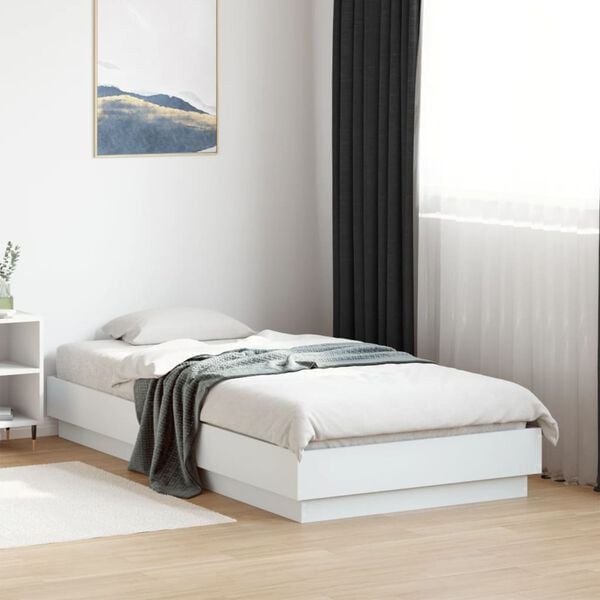 vidaXL Cadre de lit sans matelas blanc 75x190 cm bois d'ingénierie