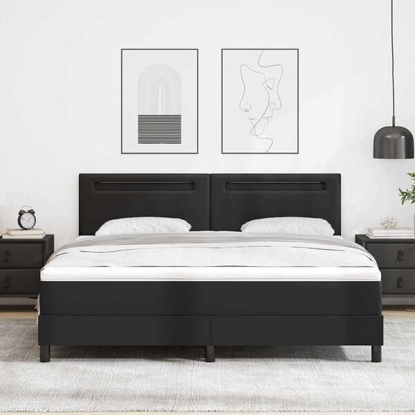 vidaXL Cadre de lit avec matelas Noir 180 x 200 cm Faux cuir