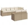vidaXL Salon de jardin avec coussins 7 pcs beige r&eacute;sine tress&eacute;e
