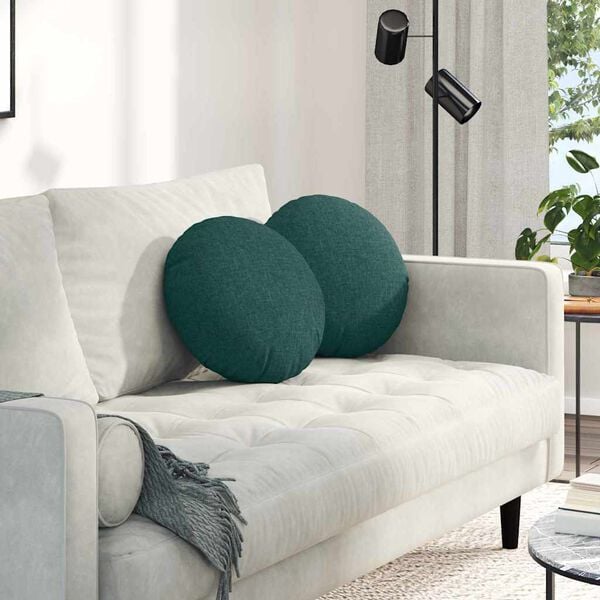 vidaXL Coussins de si&egrave;ge 2 pcs Vert fonc&eacute; &Oslash;40 x 13 cm tissu