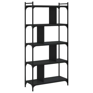 vidaXL Biblioth&egrave;que 5 niveaux noir 76x32x158 cm bois d'ing&eacute;nierie