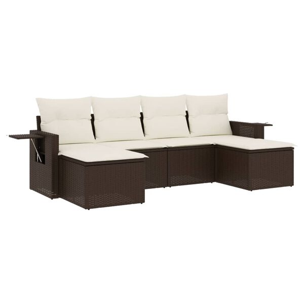 vidaXL Salon de jardin avec coussins 6 pcs marron r&eacute;sine tress&eacute;e