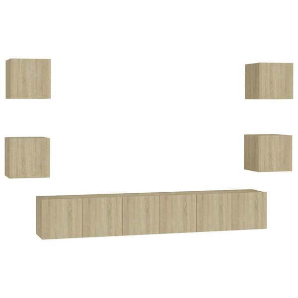 vidaXL Ensemble de meubles TV 7 pcs Ch&ecirc;ne sonoma Bois d'ing&eacute;nierie