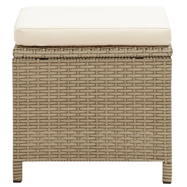 vidaXL Tabourets de jardin lot de 2 avec coussins R&eacute;sine tress&eacute;e Beige