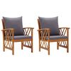 vidaXL Chaises de jardin avec coussins lot de 2 Bois d'acacia massif