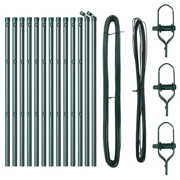 vidaXL Poteau de cl&ocirc;ture. 13 pcs Vert Acier
