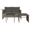 vidaXL Salon de jardin avec coussins 3 pcs gris r&eacute;sine tress&eacute;e
