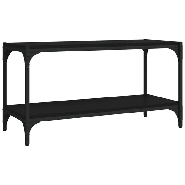 vidaXL Meuble TV Noir 80x33x41 cm Bois d'ing&eacute;nierie et acier