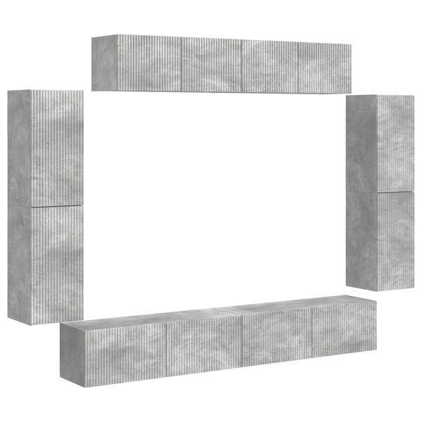 vidaXL Meuble TV 8 pcs Gris b&eacute;ton