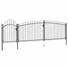 vidaXL Portail de cl&ocirc;ture de jardin avec dessus en lance 5x2 m Noir