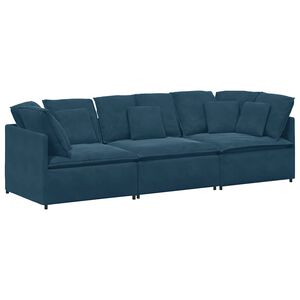vidaXL Canap&eacute; modulable avec coussins velours bleu
