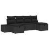 vidaXL Ensemble de canapé de jardin avec coussin 6 pcs Noir polyrotin