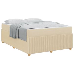 vidaXL Cadre de lit avec matelas Cr&egrave;me 140 x 200 cm tissu