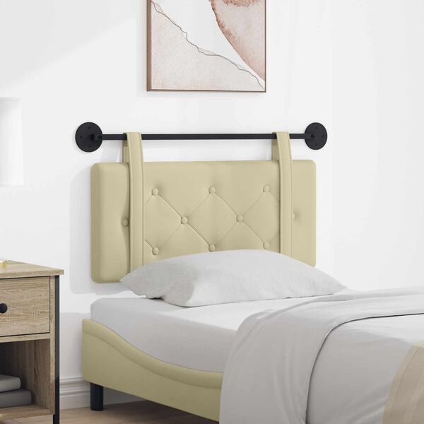 vidaXL T&ecirc;te de lit suspendue Montage mural Cr&egrave;me 90 cm Simili cuir