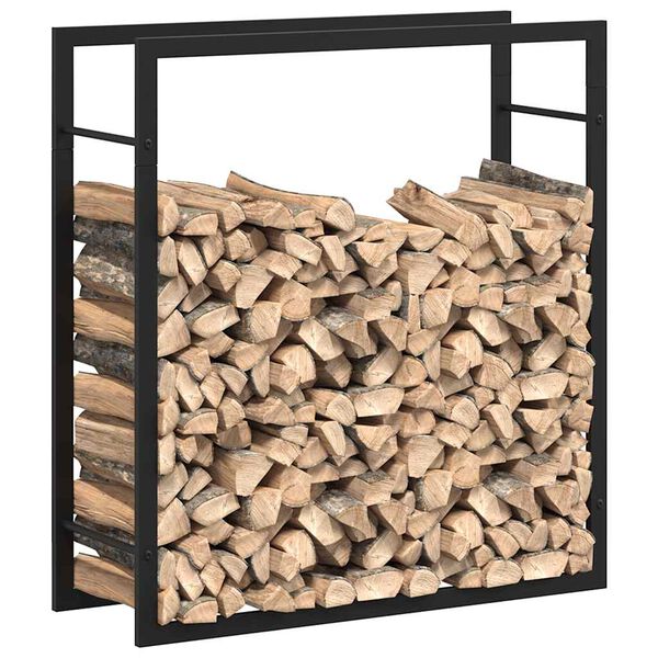 vidaXL Portant de bois de chauffage Noir mat 80x28x86 cm Acier