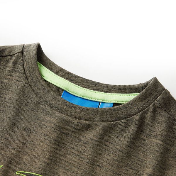T-shirt enfant manches longues kaki fonc&eacute; m&eacute;lang&eacute; 92