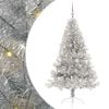 vidaXL Sapin de No&euml;l artificiel pr&eacute;-&eacute;clair&eacute; Argent 180 cm PET