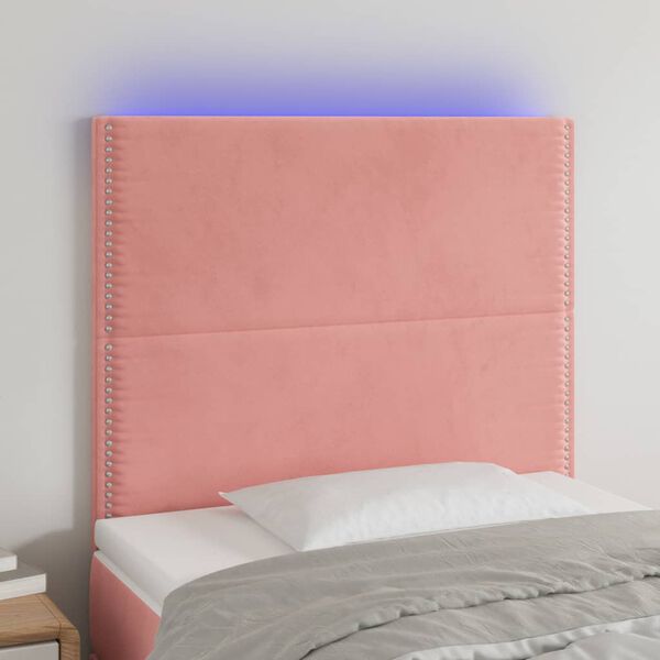 vidaXL T&ecirc;te de lit &agrave; LED Rose 90x5x118/128 cm Velours