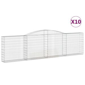 vidaXL Paniers &agrave; gabions arqu&eacute;s 10 pcs 400x30x100/120 cm Fer galvanis&eacute;