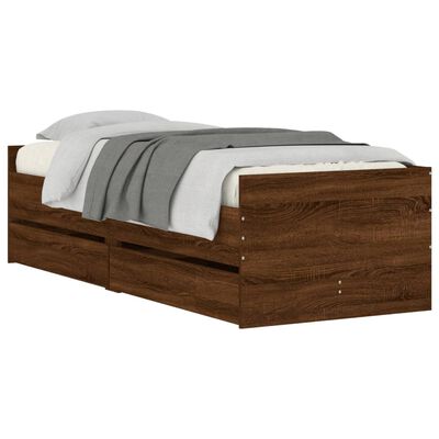 vidaXL Cadre de lit avec tiroirs sans matelas chêne marron 90x190 cm