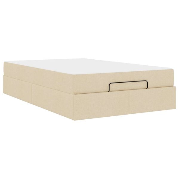 vidaXL Cadre de lit avec matelas avec matelas 2 pcs Cr&egrave;me tissu
