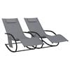 vidaXL Chaises longues &agrave; bascule 2 pcs Gris Acier et textil&egrave;ne