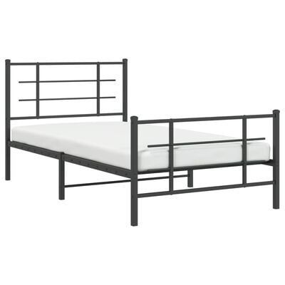 vidaXL Cadre de lit métal sans matelas et pied de lit noir 100x200 cm