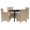 vidaXL Ensemble de salle &agrave; manger pour jardin 5 pc Beige polyrotin