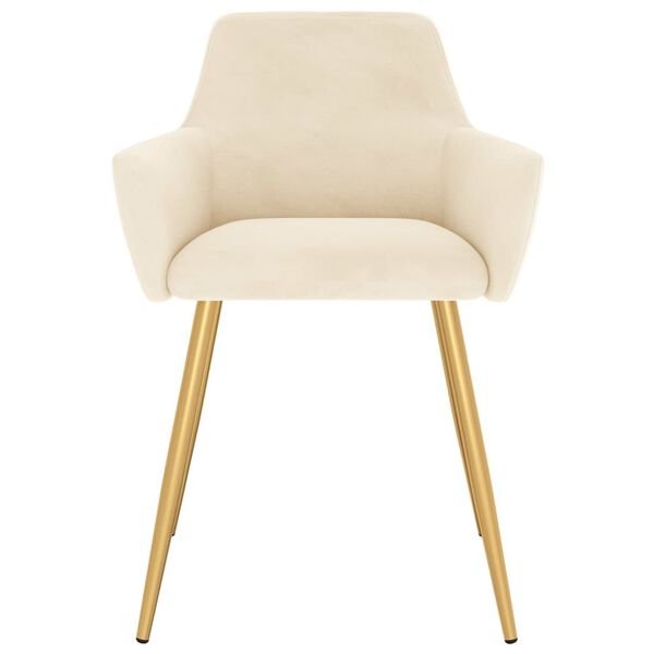 vidaXL Chaises &agrave; manger lot de 4 Cr&egrave;me Velours