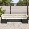 vidaXL Ensemble de canap&eacute; de jardin 7 pcs Noir et blanc Poly rotin