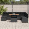 vidaXL Ensemble de canap&eacute; de jardin avec coussin 9 pcs Noir polyrotin