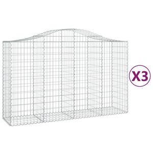 vidaXL Paniers &agrave; gabions arqu&eacute;s 3 pcs 200x50x120/140 cm Fer galvanis&eacute;