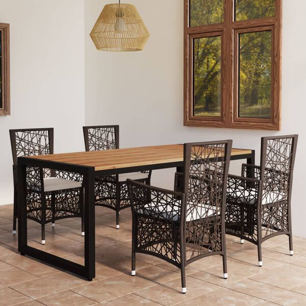 vidaXL Ensemble &agrave; manger de jardin 5 pcs Marron