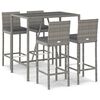 vidaXL Ensemble de bar de jardin 5 pcs avec coussins gris poly rotin