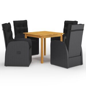 vidaXL Ensemble &agrave; manger de jardin 5 pcs Noir