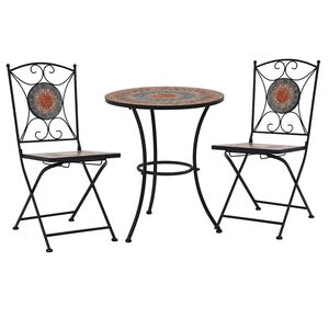 vidaXL Ensemble de bistro 3 pcs mosa&iuml;que Carreau c&eacute;ramique Orange/Gris